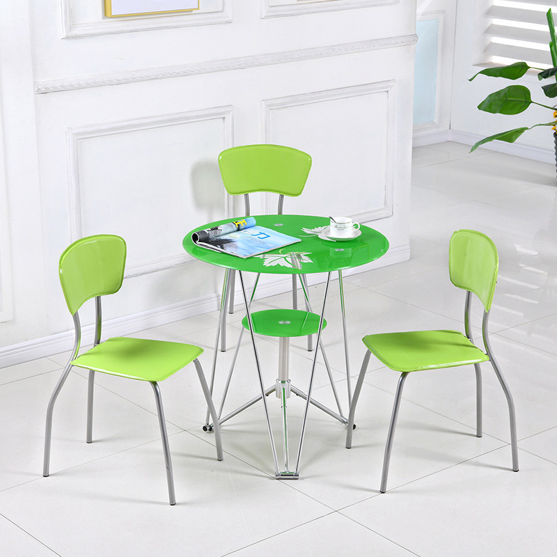Negotiation Table Glass Table Round Tempered Glass Small Round Table Modern Simple Glass Round Table and Chair Combination Round Glass Table