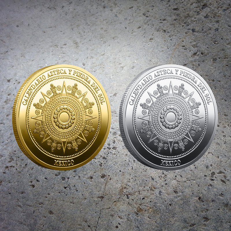 Mayan Gold Coin Mexican Mayan Calendar Commemorative Medal Cultural Commemorative Gift Home Decoration Collectibles
