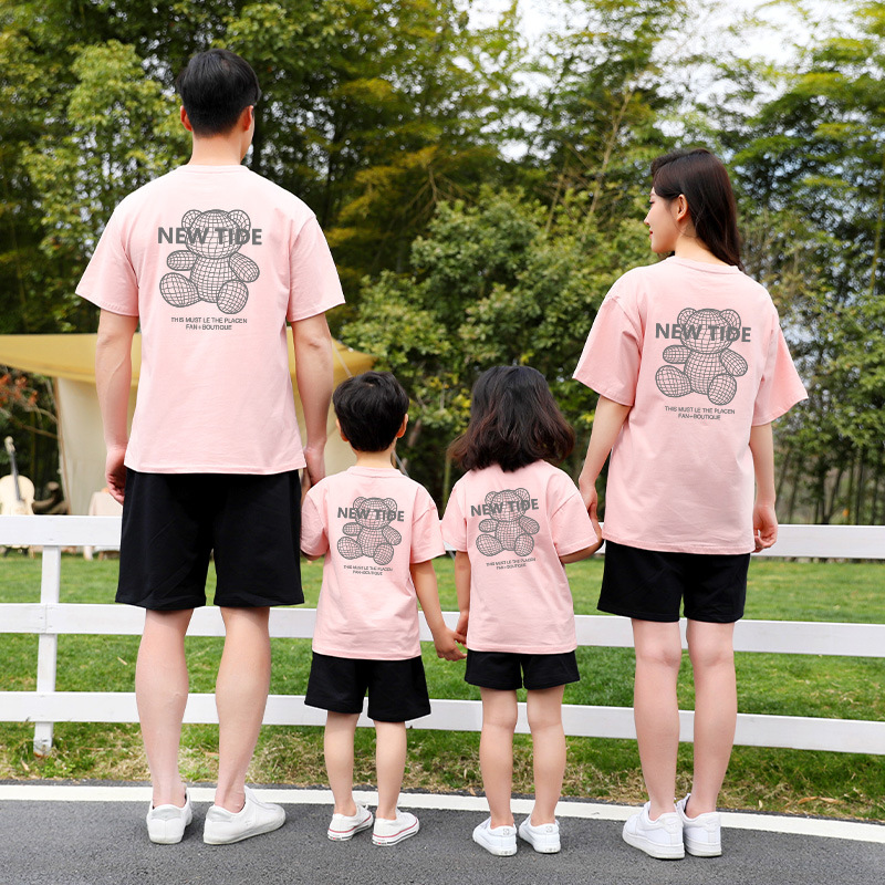 Lamond Street Parent-Child Short-Sleeved Clothing for a Family of Three, High-End Home Mother-Daughter Family Clothing, Dropshipping