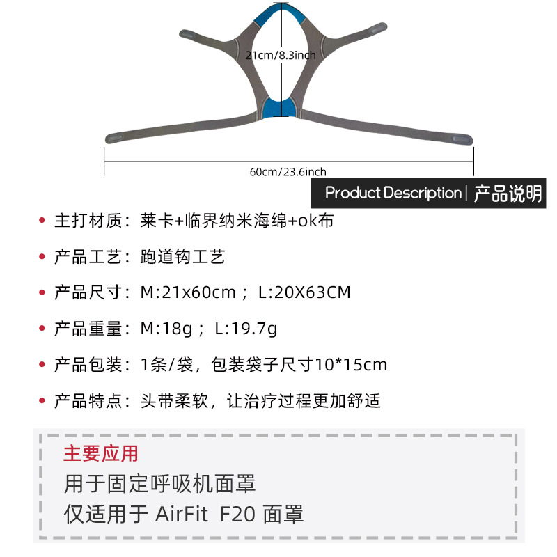 Comfortable Unisex Ventilator Headband Suitable for Airfitf20 Compatible with Airtouchf20 Mask Headband