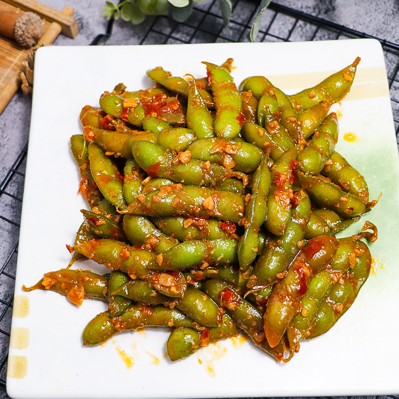 Luohui spicy edamame 1kg commercial cold dish KTV bar snacks instant catering frozen semi-finished ingredients