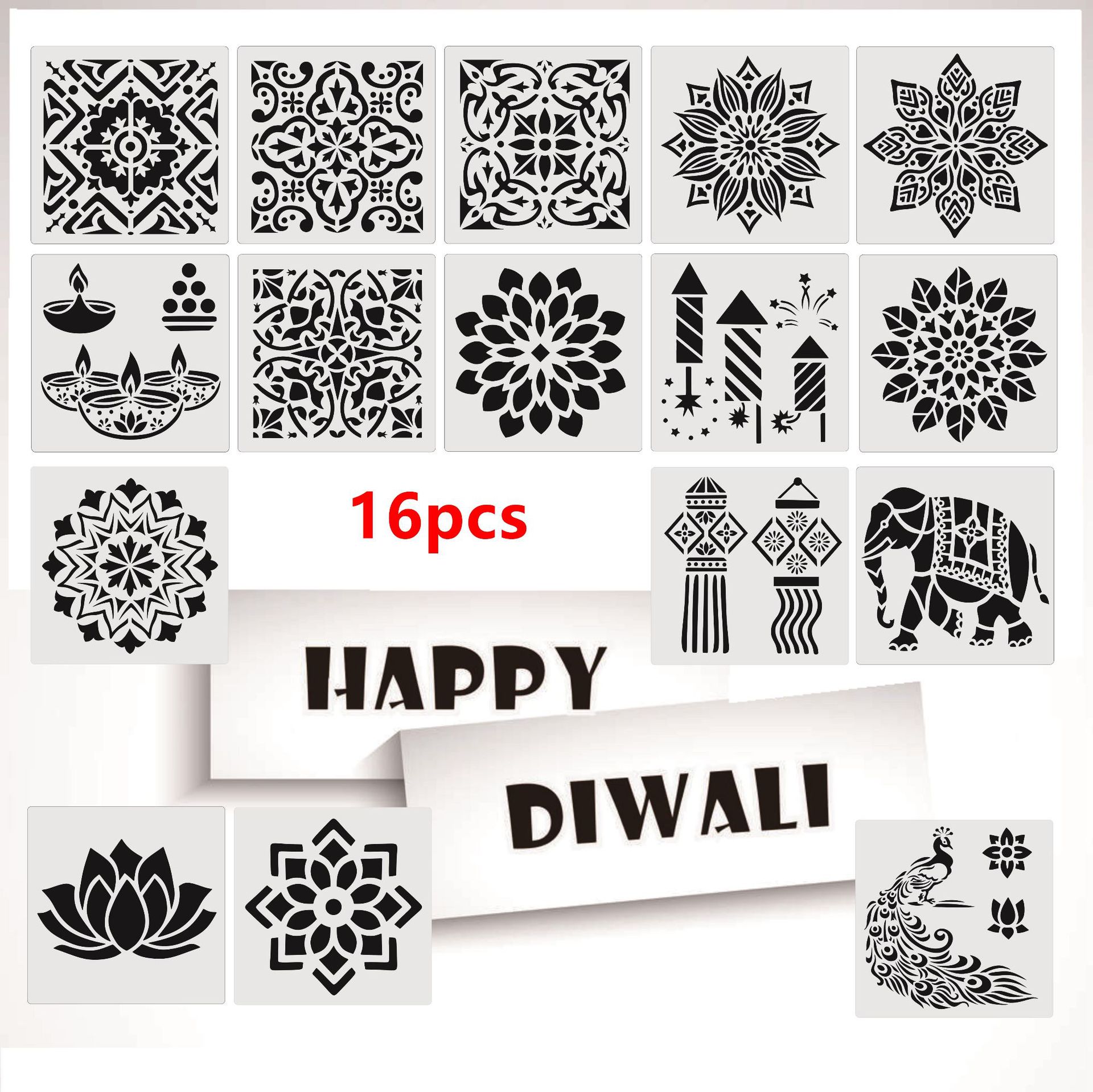 Amazon TEMU cross-border new Mandala Diwali element mandala lotus elephant painting template