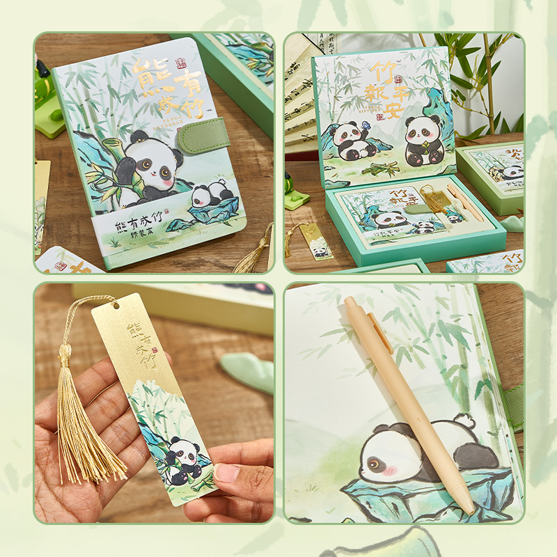 Orange panda hand book gift box Suit Girl's cute cartoon magnetic buckle notebook notebook notepad