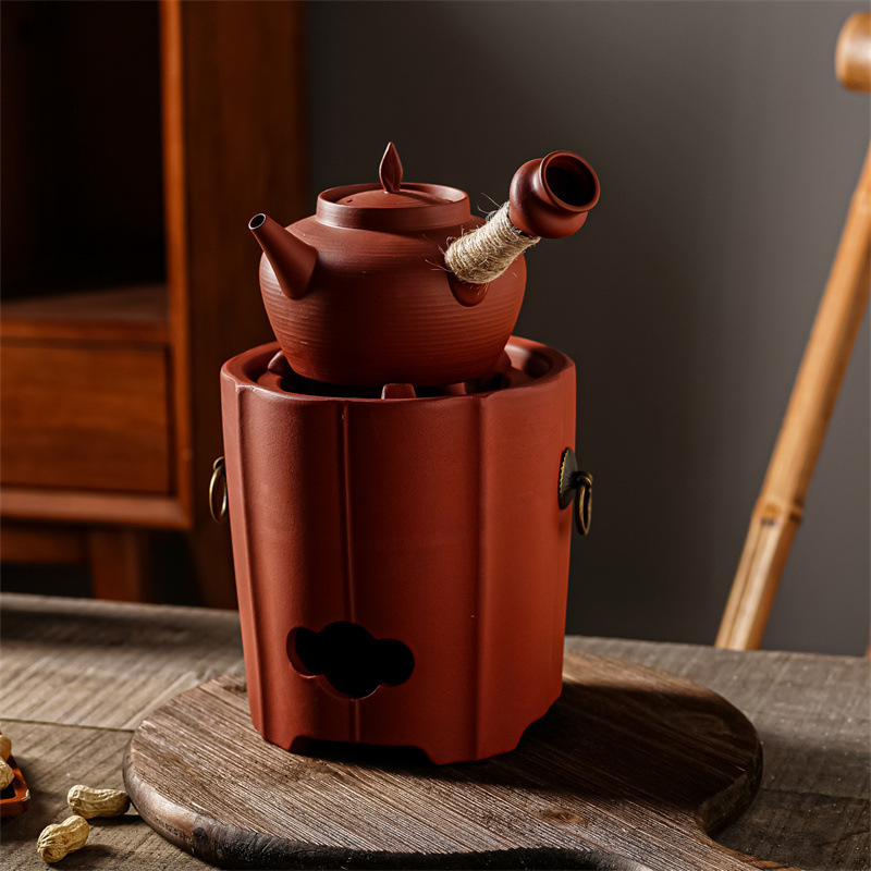 Chaozhou Clay Stove Tea Brewing Set Complete with Teapot, Charcoal Stove Set, Tea Brewing Device, Separate Stove Chamber