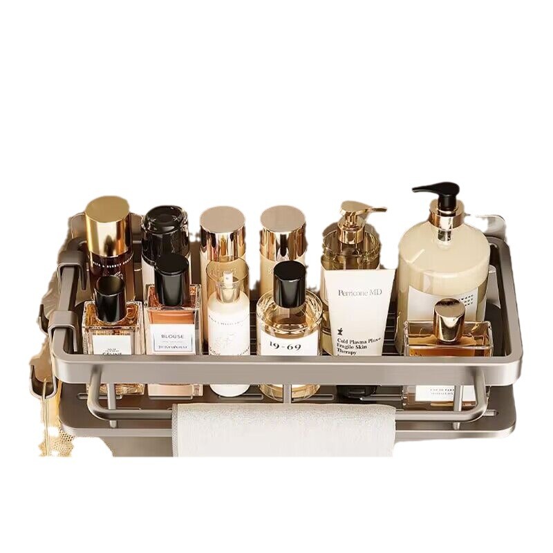 Bathroom Storage Rack Bathroom Punch-free Washstand Wall-mounted Gun Grey Storage Rack Space Aluminum Storage Rack