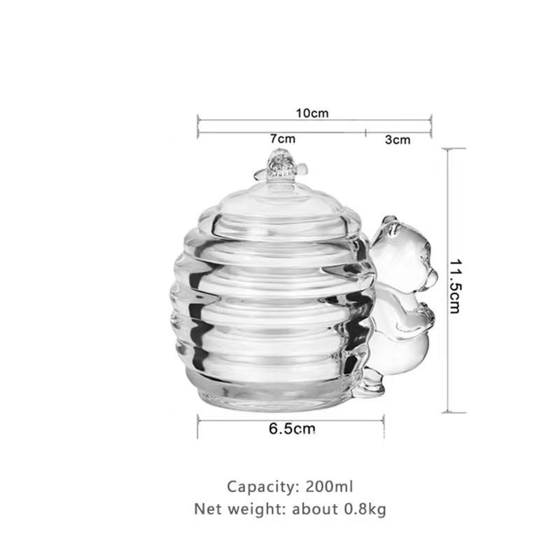 Vintage Personality Glass Hi Candy Jar Decorative Cotton Swab Storage Box Storage Jar Bear Honey Jar Cup with Lid