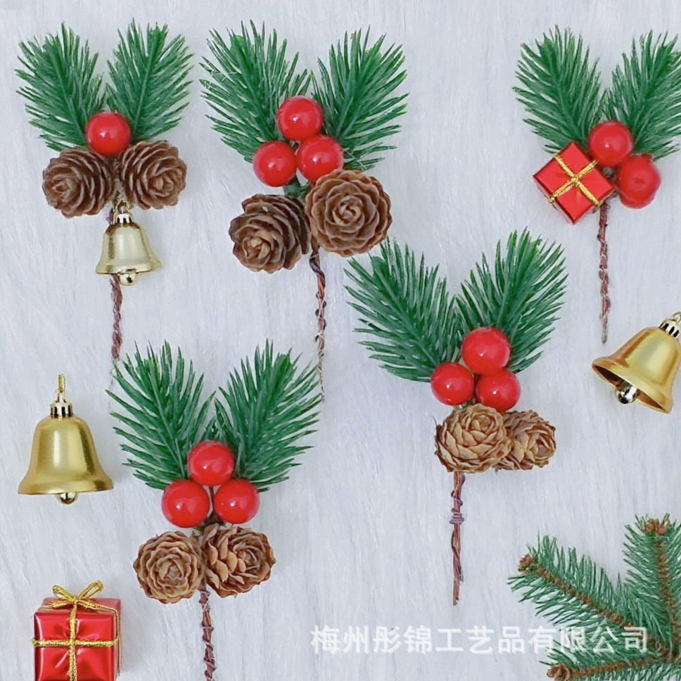 Искусственные сосновые иглы и шишки, украшения из сосновых игл и шишек, мини-подарочная коробка, пластиковые шишки