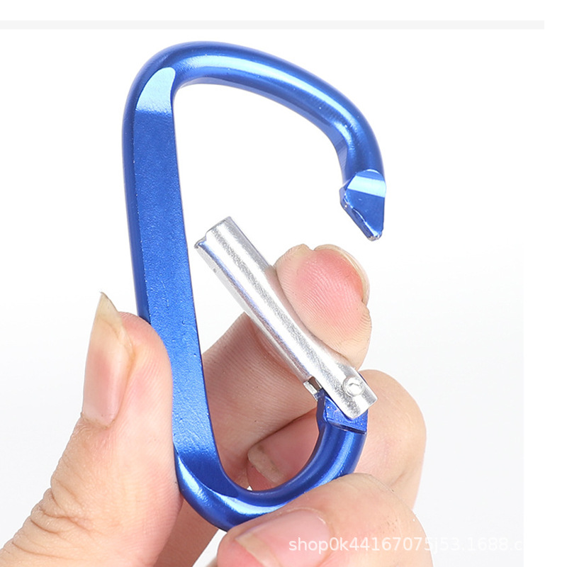 No. 5 D-Shaped Flattened Aluminum Alloy Carabiner Climbing Spring Buckle Outdoor Hanging Buckle Safety Buckle Water Bottle Buckle Hanging Type