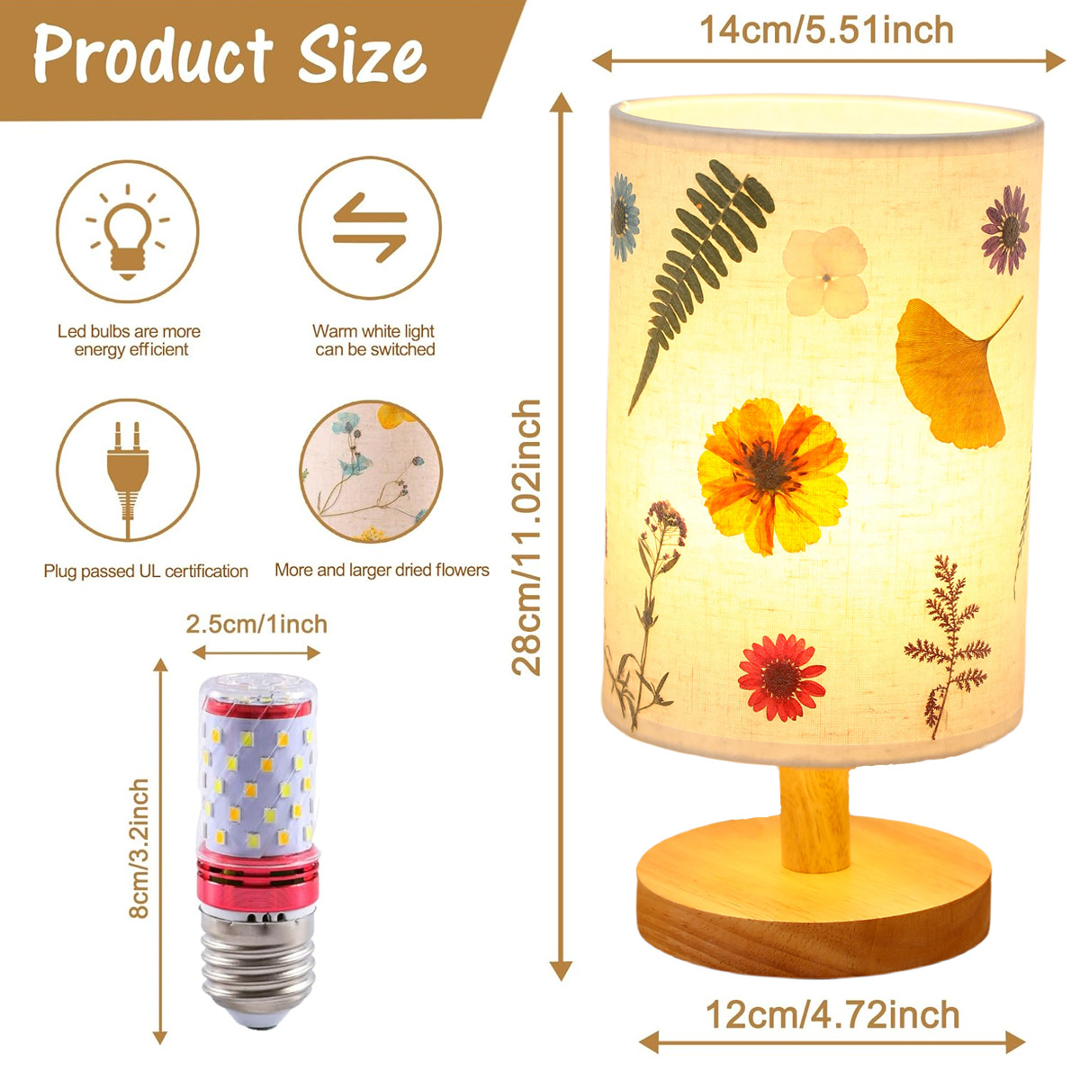 Amazon Cross-border Special for Creative Flower Table Lamp Nightlight Handmade DIY Material Package Dried Flower Table Lamp Bedside Lamp