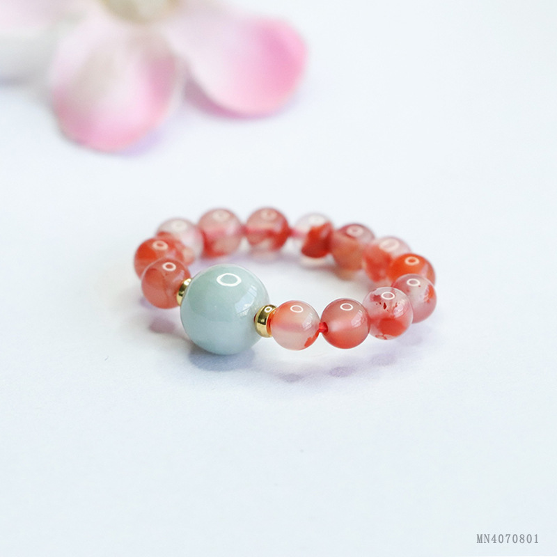 Yubing floating south red agate ring natural jade bead ring new Chinese wholesale generation MN4070801