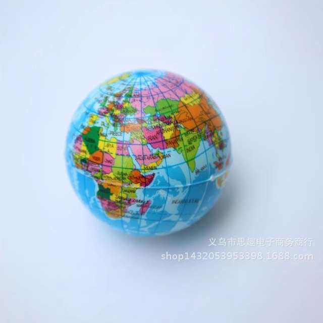 Cross-Border Free Shipping 6.3cm Pu Sponge Solid Soft Ball Map Ball Foam Vent Ball Kidsren's Toy Ball Earth