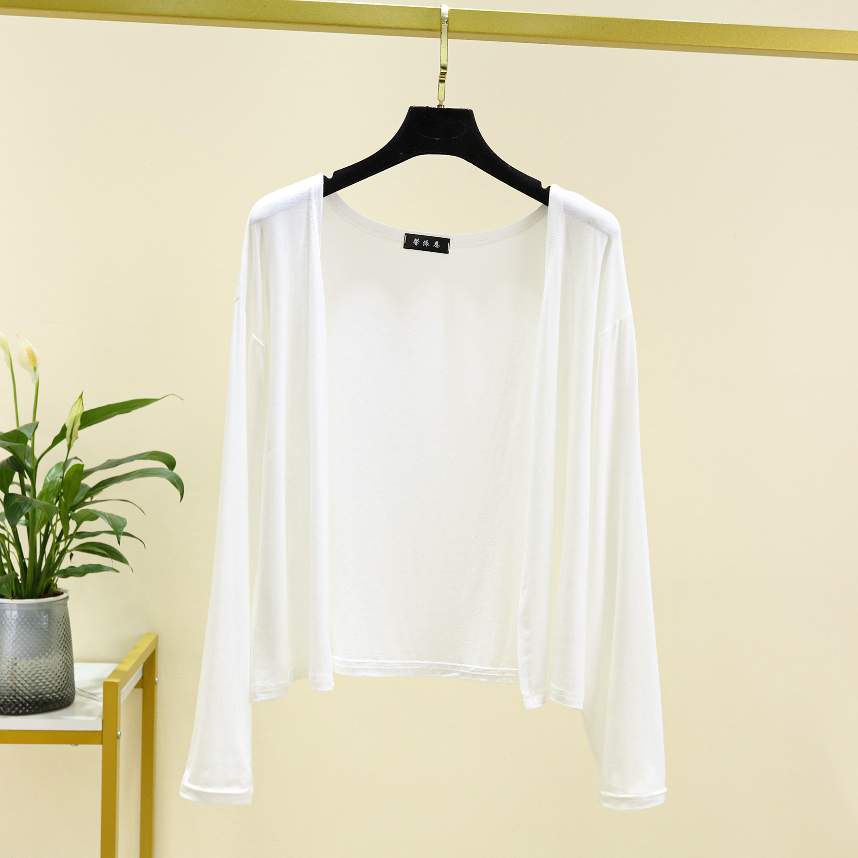 Modal Long-sleeved Cardigan Women's Summer Thin Outer Shawl Sun Protection Clothing Loose Air-conditioning Shirt Solid Color Outer Top