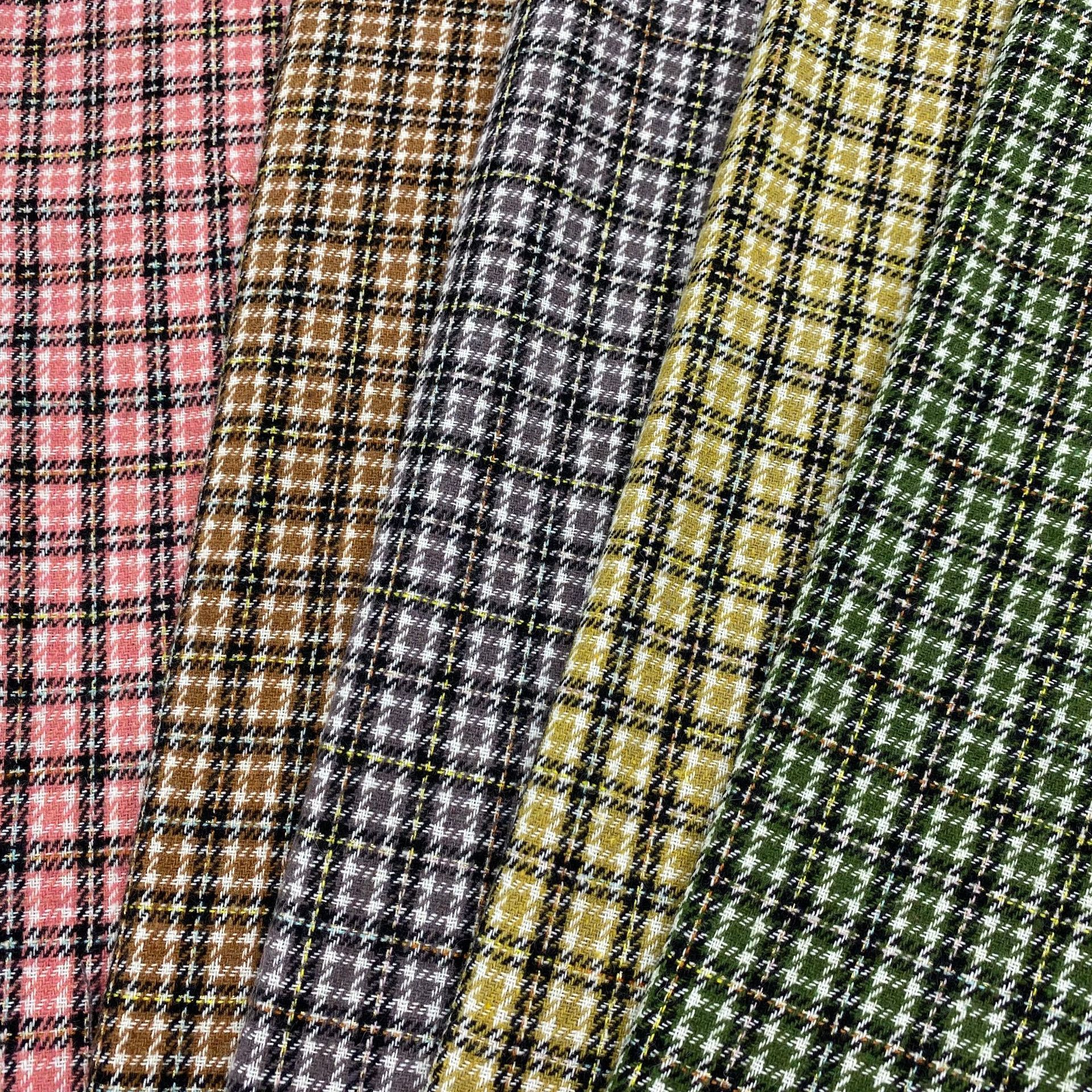Spot Slub Vintage Small Plaid Fabric Children's Wear Yarn-dyed Woolen Fabric