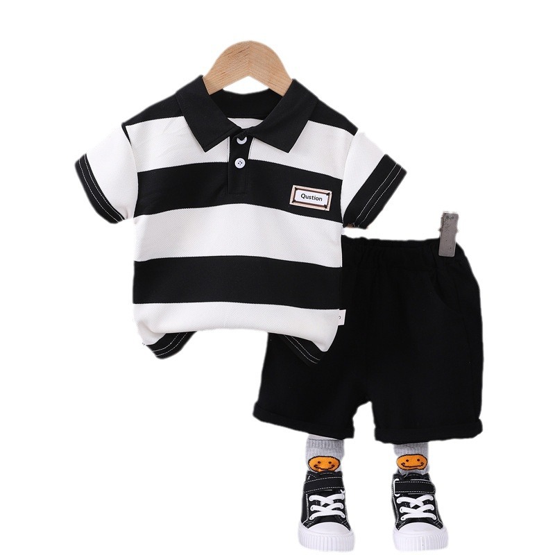 0-4 years old children's short sleeve suit boys summer striped polo shirt baby boys' T-shirt Southeast Asia cross-border delivery