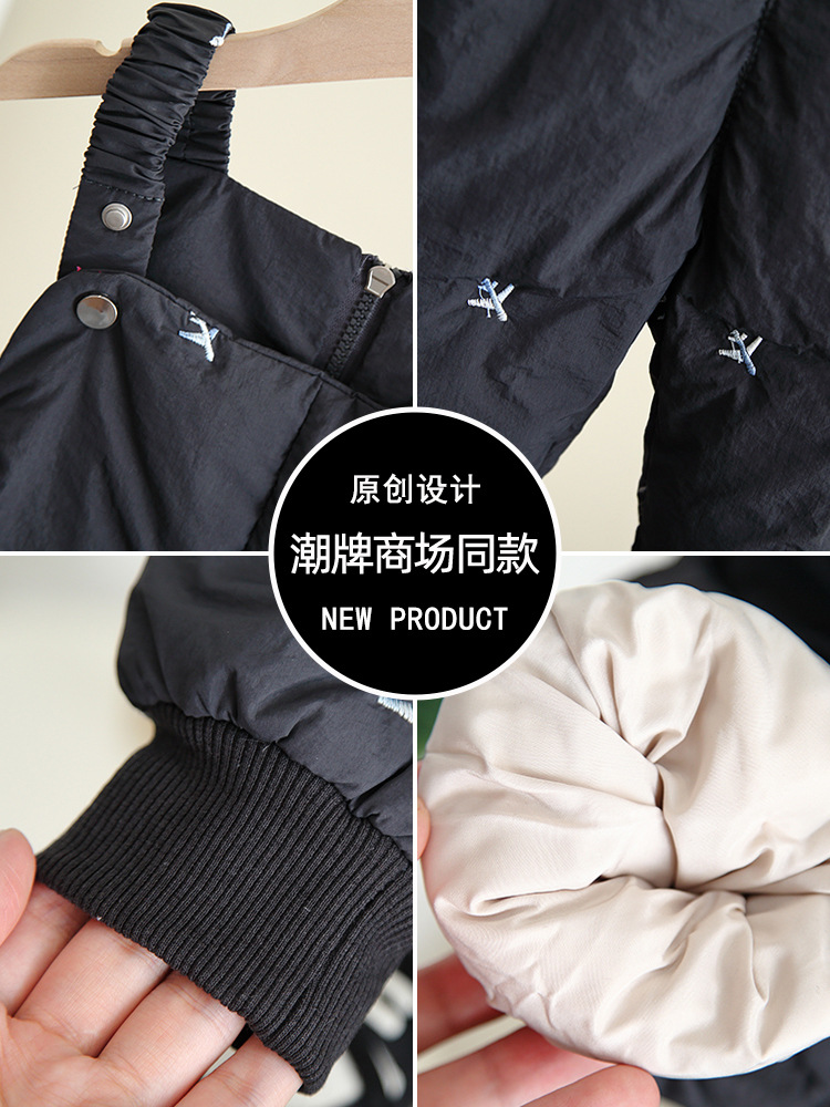 6907 Boys' Strappy Pants Autumn and Winter New Winter Baby Children's Pants Winter Wear Thickened Down Cotton Pants for Boys