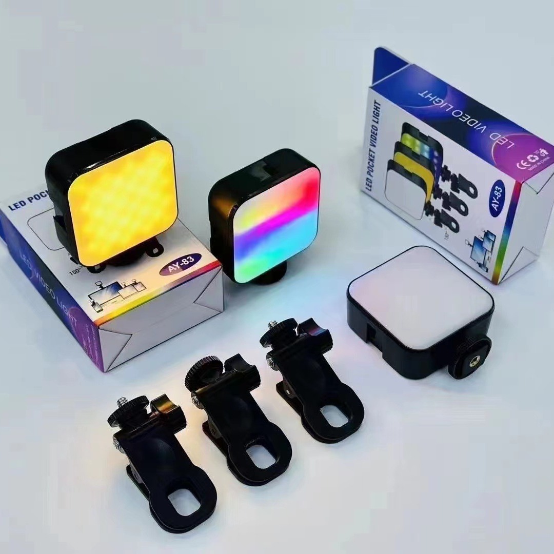 Ay-49 Mini Portable Fill Light Selfie Phone Live Broadcast Light Photography Lighting Rgb Full-Color Pocket Light