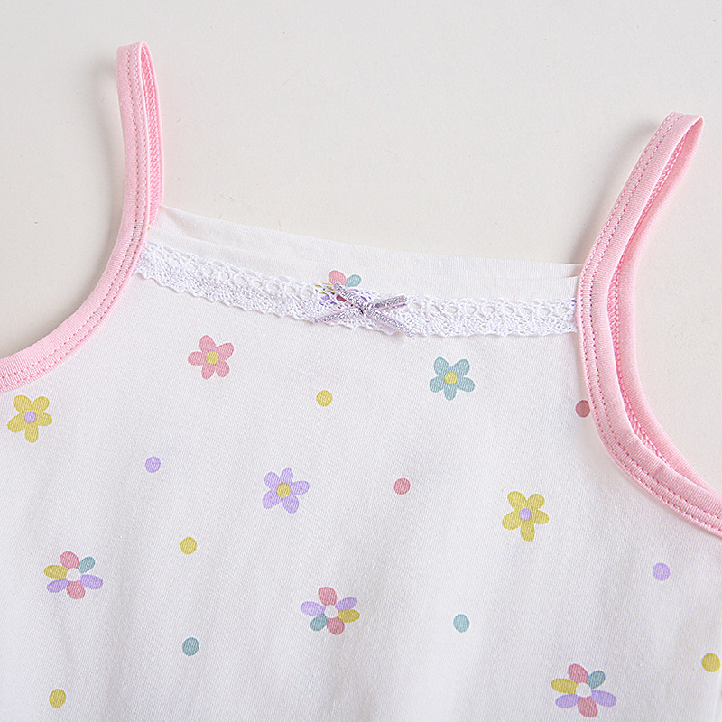 Girls Camisole Kidsren's Pure Cotton Baby Inner Wear Baby Korean Style Summer Kidsren's Bottoming Shirt Lace Vest
