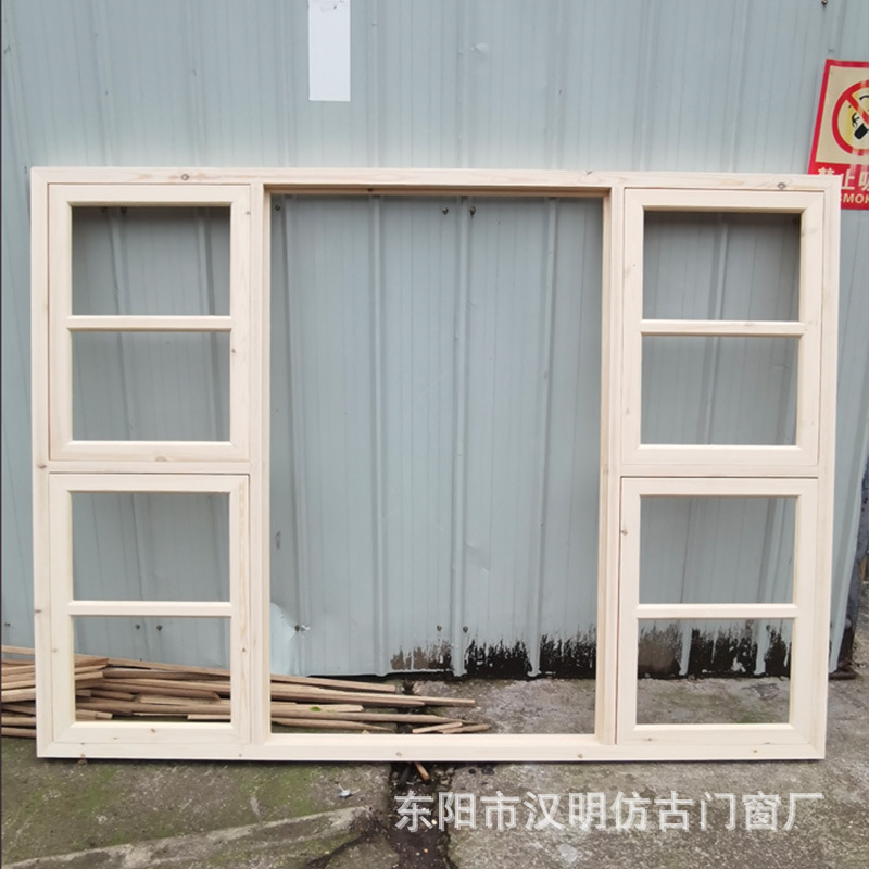 Customized Wooden Simple Windows Solid Wood Glass Windows Log Windows Double Windows Coffee Shop Bar B&B Popular Garden Windows