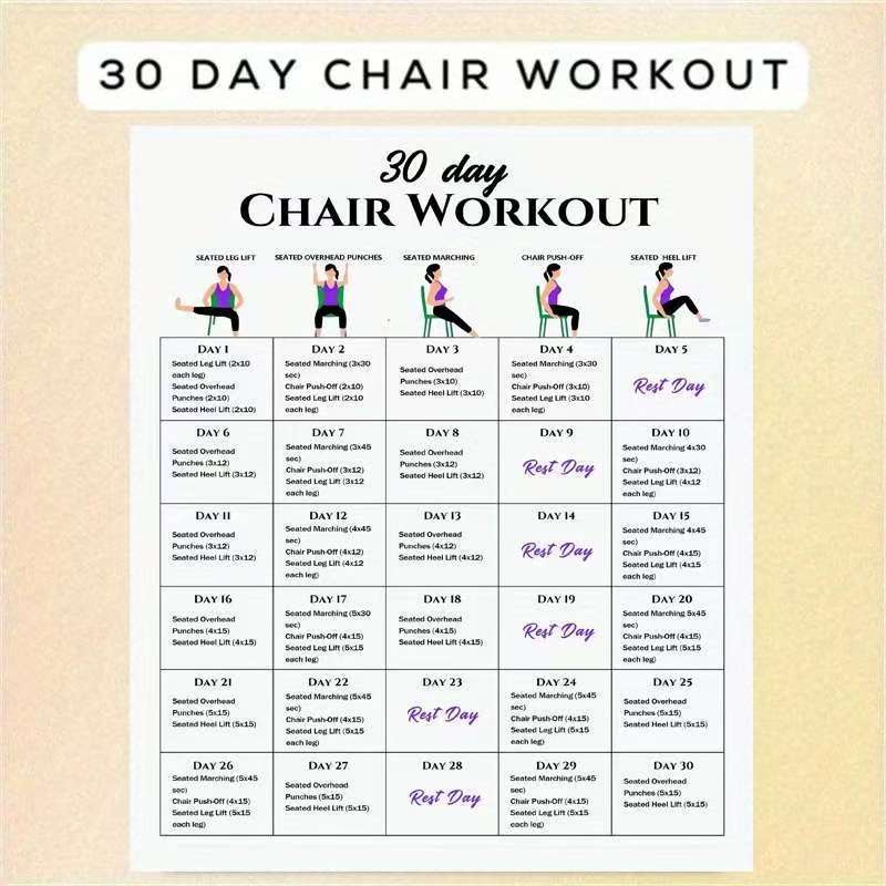 Amazon 2025 Новая тройная система 30-дневных упражнений для стула, йога, растяжка, постер для декорации