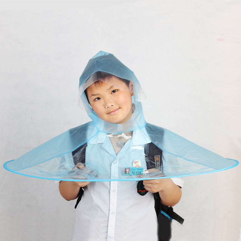 【Xinyiqi】Children's Ufo Raincoat with Head-Mounted Cape Umbrella Hat, Creative Foldable Handleless and Boneless Hat Umbrella