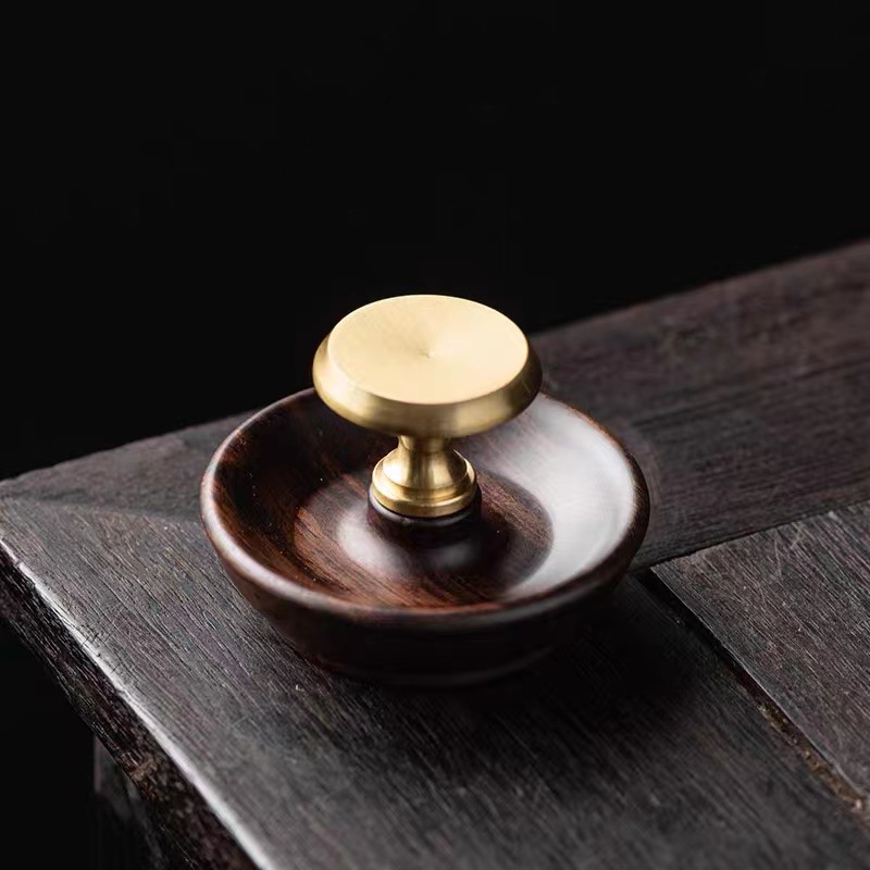 Ebony copper cover Chinese purple clay pot cover Bowl teapot cover bracket household kung fu tea set tea ceremony accessories cover