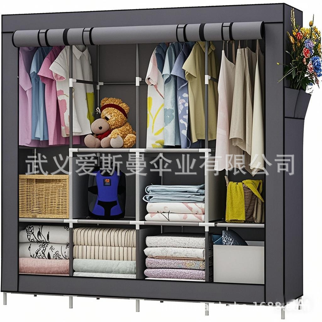 Пылезащитный многослойный шкаф для аренды Влажный и сухой Детский тканевый шкаф Собранный напольный вешалка для одежды
