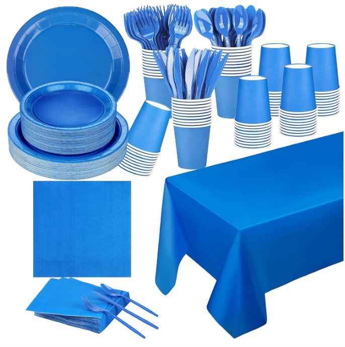 New Factory Direct Sales Pure Color Series Theme Party Tableware Set Paper Cups Paper Towels Tablecloths Disposable Paper Plates