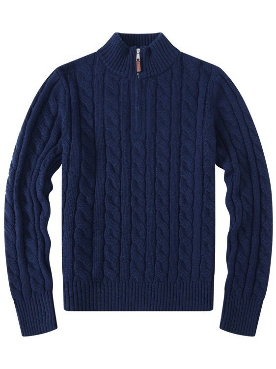 Small Embroidered Men's Sweater Half-height Zipper Knitwear Business Polo Cross-border Base Shirt Twist