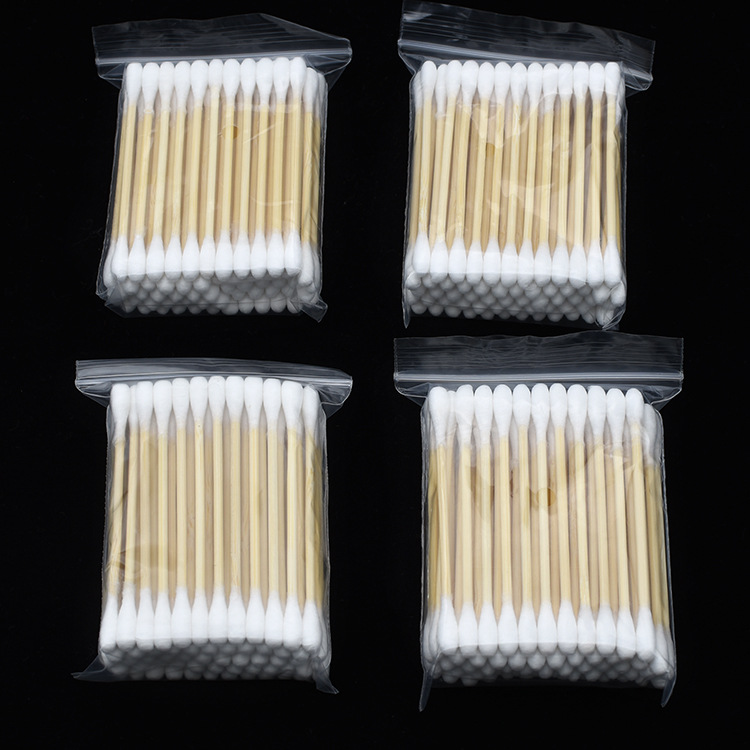 Beauty and hairdressing disposable wooden stick two-head cotton swab cool era cotton swab makeup stick household ear cleaning sanitary cotton swab