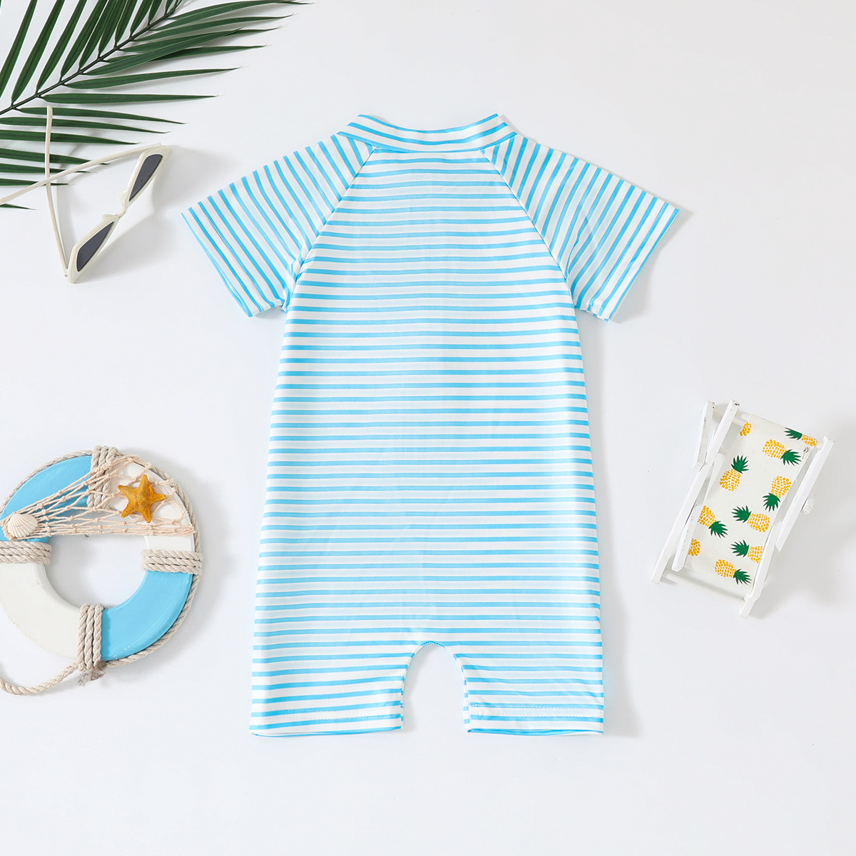 Cross-border foreign trade infant quick-drying swimsuit jumpsuit hat 2-piece set