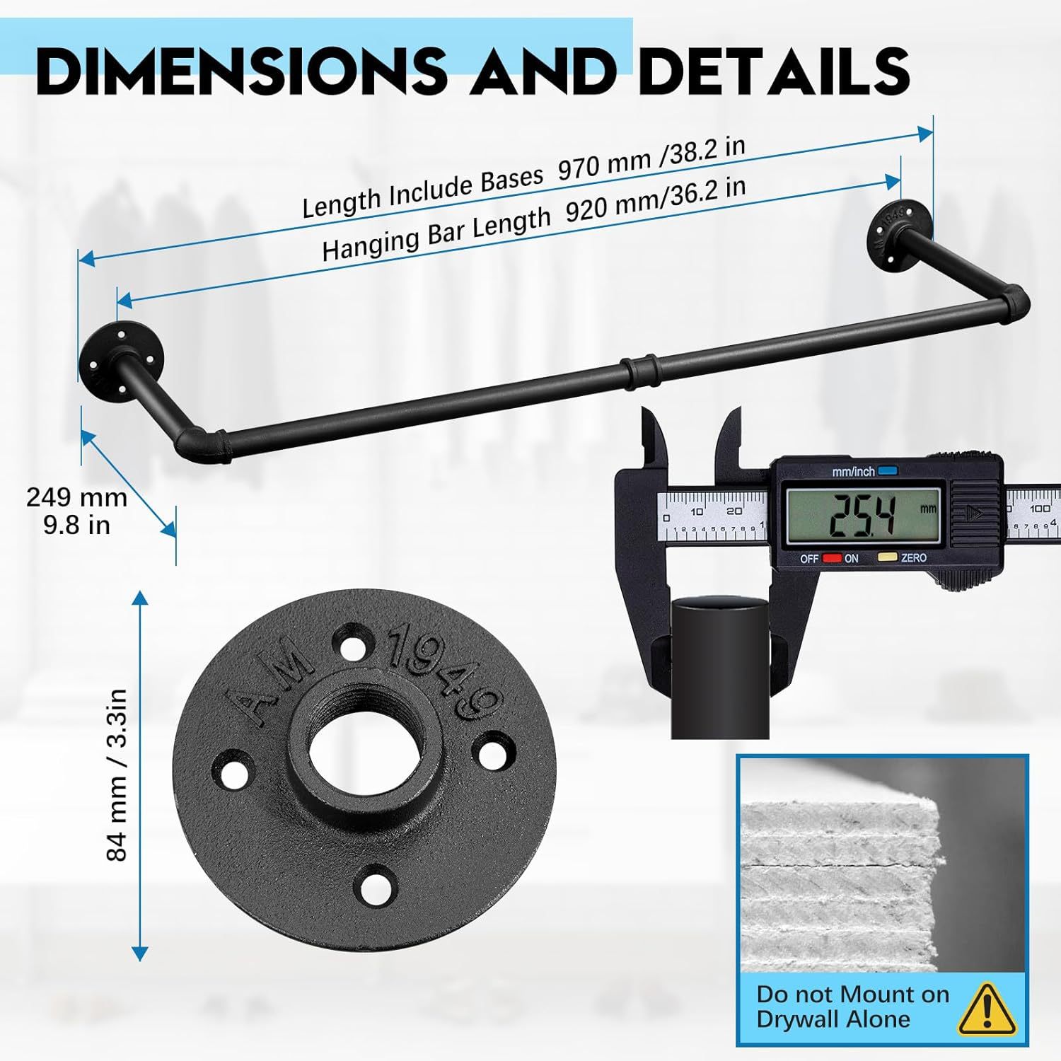 Cross-border Industrial Clothes Clothes Hanging Rack Wall-mounted Iron Clothes Hanger Clothes Hanging Rack