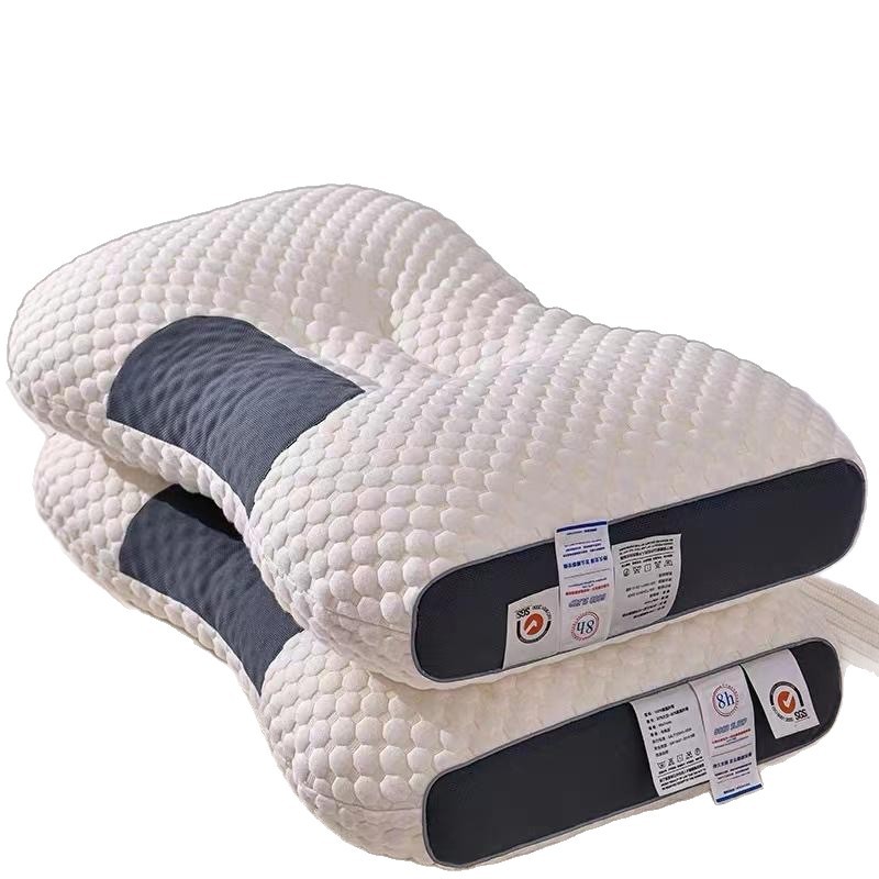 Knitted cotton SPA massage pillow partition positioning anti-traction pillow cervical spine hotel massage feather silk pillow core does not collapse