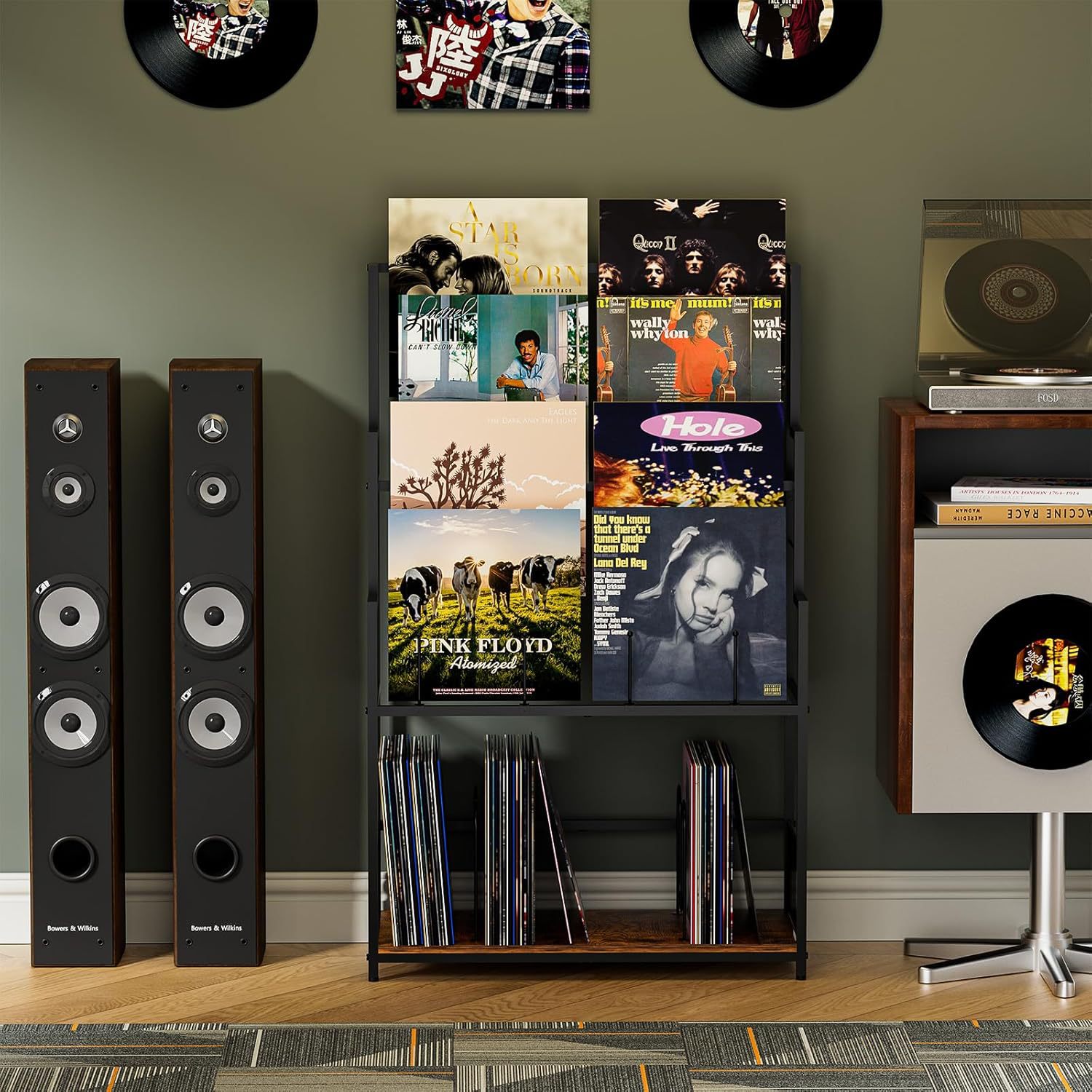 Amazon Spot Record Storage Rack with Record Display Rack Large Capacity Vinyl Storage Box Metal Record Rack