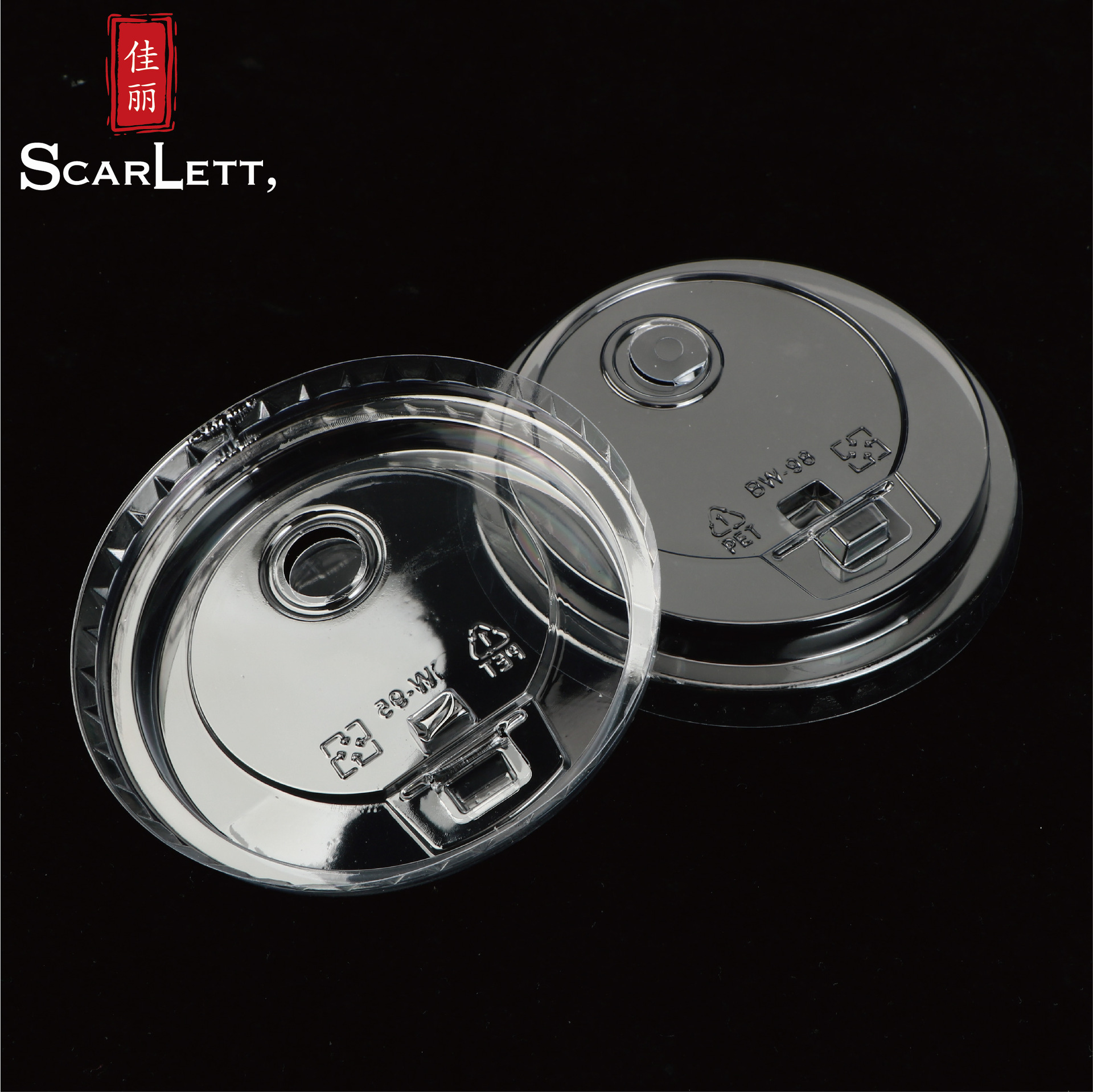 Double hole cup lid disposable coffee lid 90/95/98 mouthpiece beverage cup transparent pet plastic cup lid milk tea cup lid