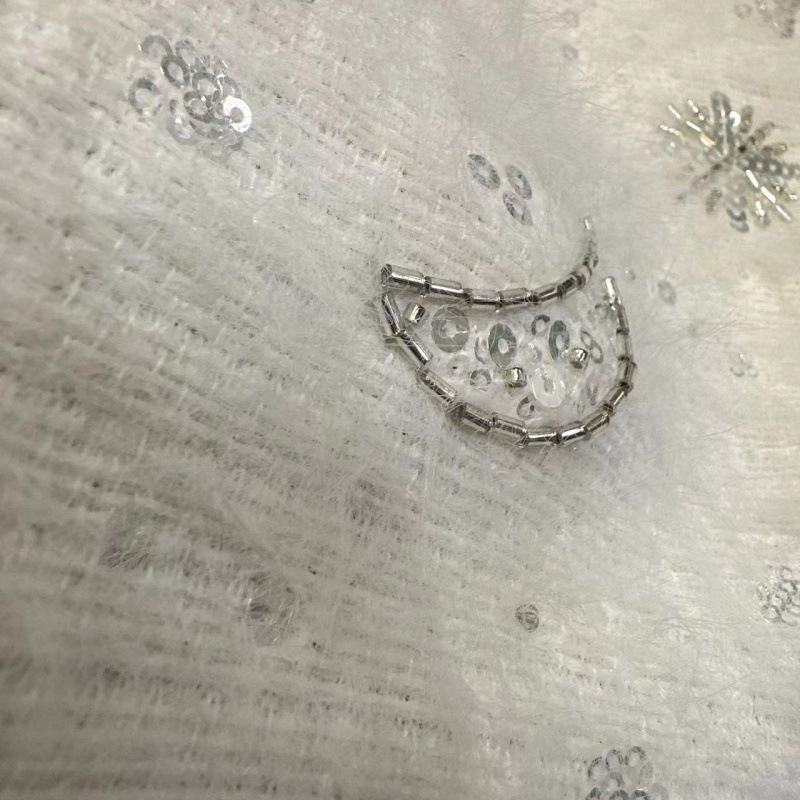 Internet Celebrity Tweed Fabric Woolen Coarse Fabric Gold Silk Bead Embroidery Jacket Autumn and Winter Dress Fabric