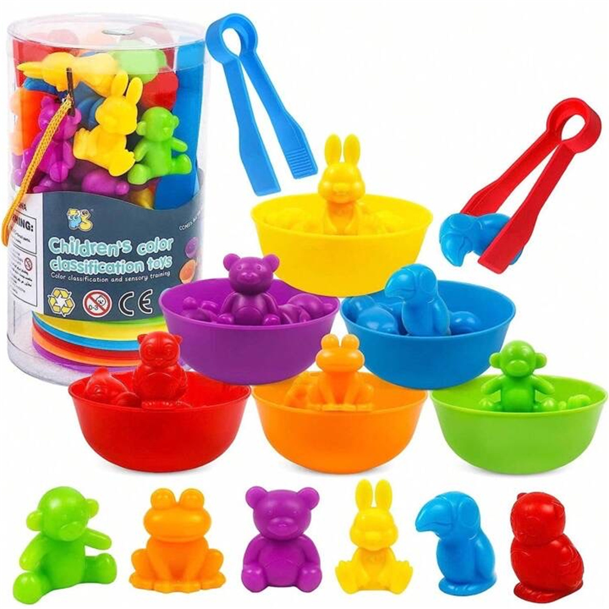 Ks Cross-Border Popular Ks Rainbow Counting Soft Glue Animal Early Education Cognitive Kidsren's Montessori Teaching Aids Set Factory Direct Sale