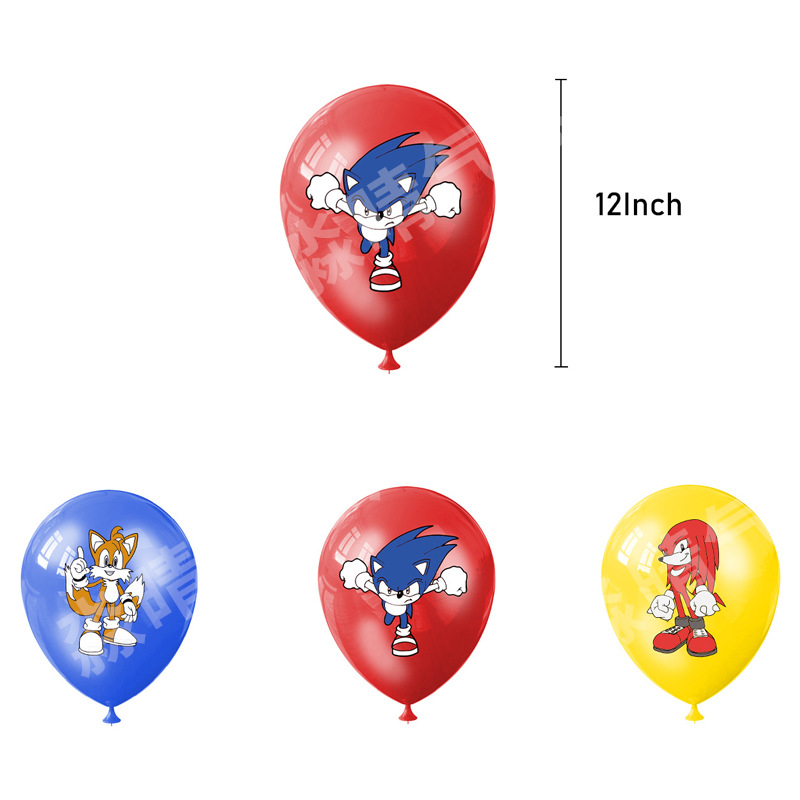 Wholesale Cartoon Balloons Sonic the Hedgehog Theme Birthday Party Balloon Decoration 12inch Cartoon Balloon Set