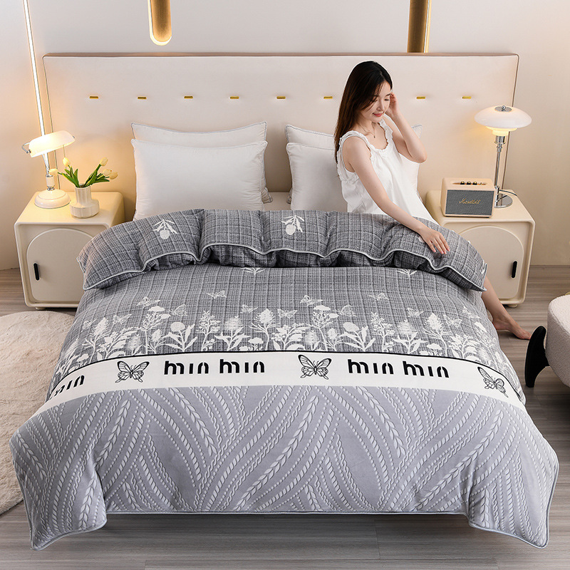Milk velvet quilt cover single piece Winter plush double-sided thickened coral velvet flannel anti-static winter velvet quilt cover