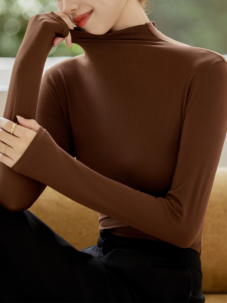 Женская рубашка с полуполным воротником, длинный рукав, осень-зима, новый, стойкий воротник, однотонная, базовая рубашка