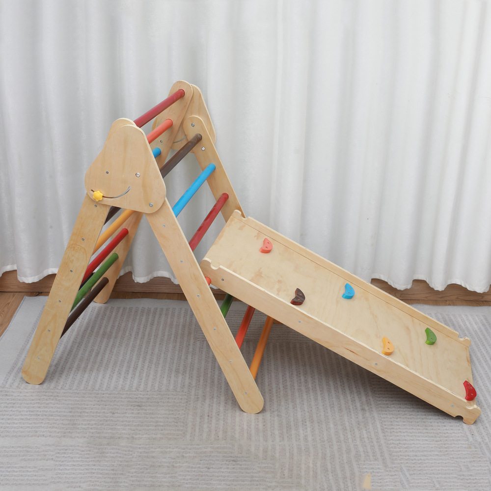 Children's Indoor Playground Climbing Toy Montessori Foldable Wooden Slide Arch Rocker Climbing Frame