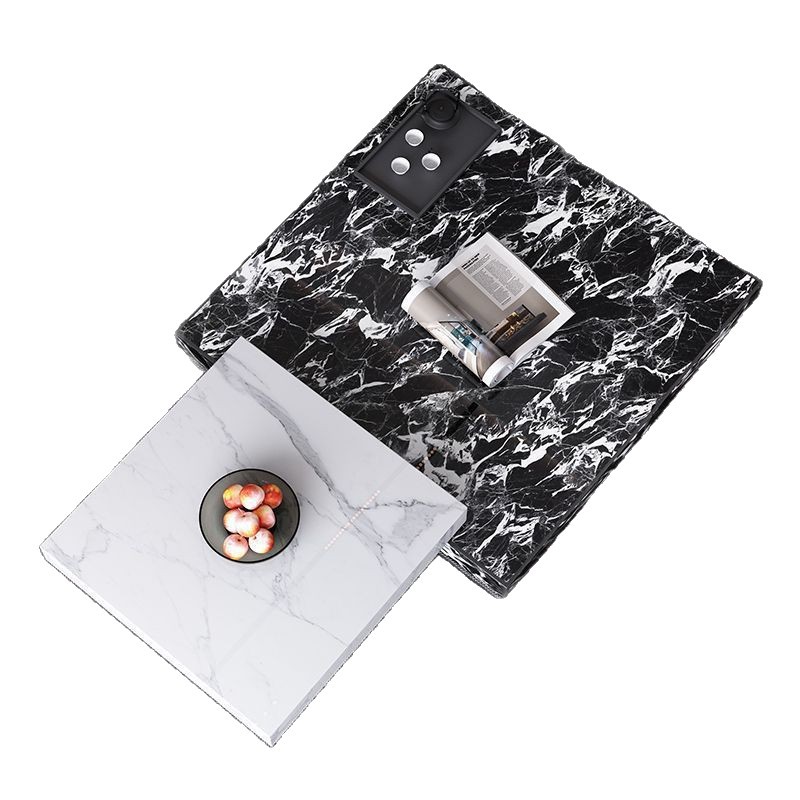 Italian Minimalist Slate Square Coffee Table Combination Light Luxury Small Apartment Living Room Home Suspended High and Low Marble Coffee Table