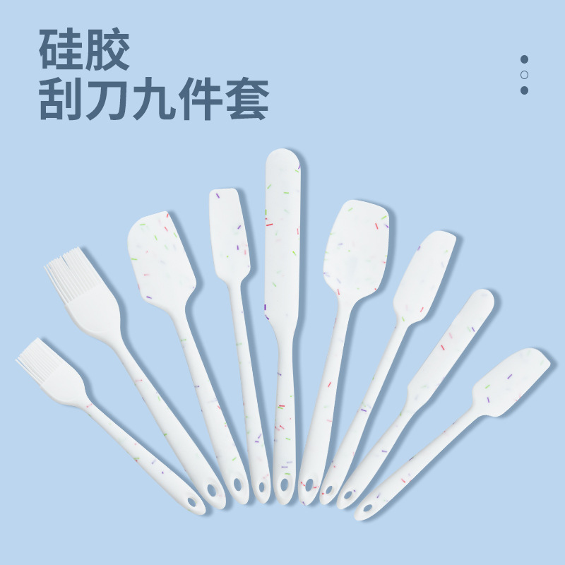 Factory wholesale silicone scraper nine-piece one-piece cream cake spatula barbecue oil brush baking suit