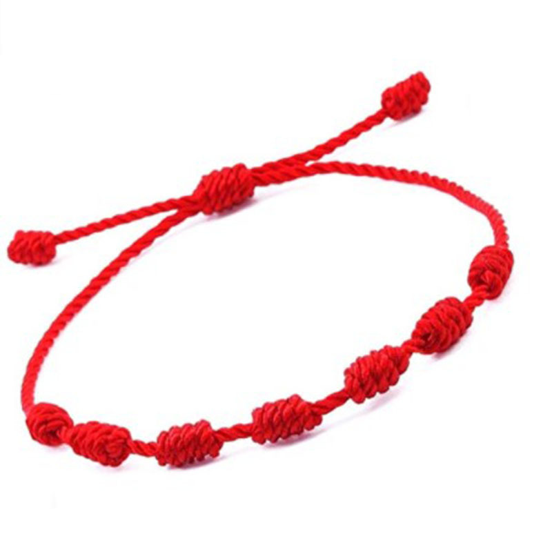 This year's best selling red rope seven knot lucky bracelet simple personality hand woven adjustable couple hand rope wholesale