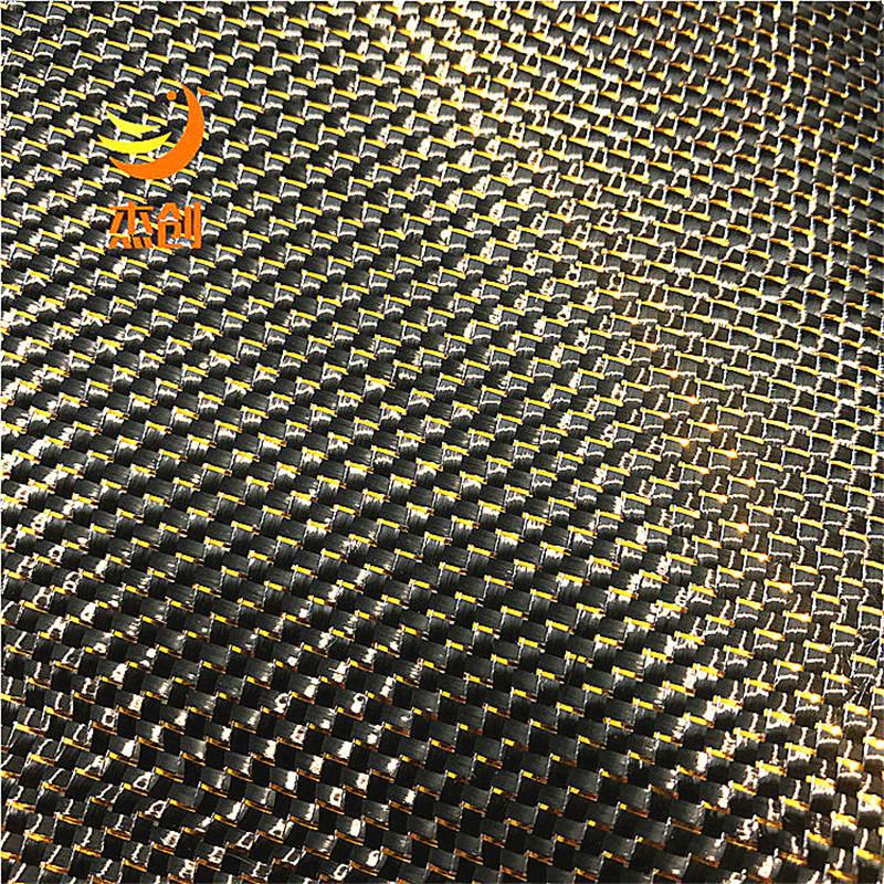 3K carbon fiber plain weave twill mixed woven fabric of gold and silver wire composite products surface decorative coated fabric