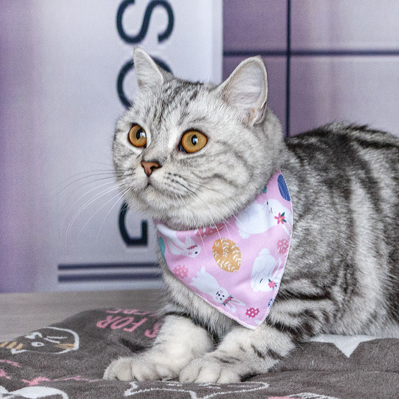 Amazon pet dog denim triangle towel cat retro pattern saliva towel big dog bib pet scarf