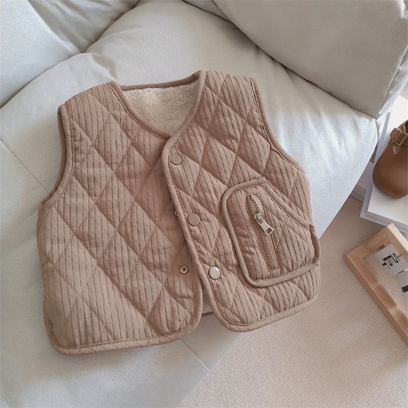 Infant and Toddler Class a Vests for Boys and Girls, Lamb Wool Vests for Children, Autumn Inner Wear, Winter Thickened Baby Outerwear, Children's Clothing