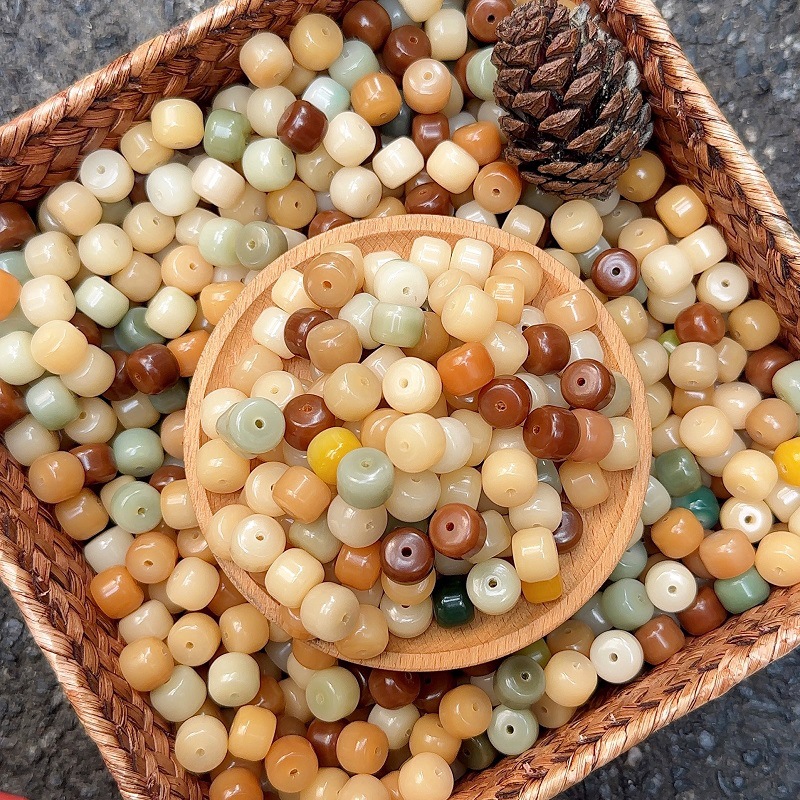 Оптовая продажа маленьких гамбургерных свободных бусин бодхи, натуральные состаренные многоценные бусины, DIY, ручные буддийские бусины для браслетов