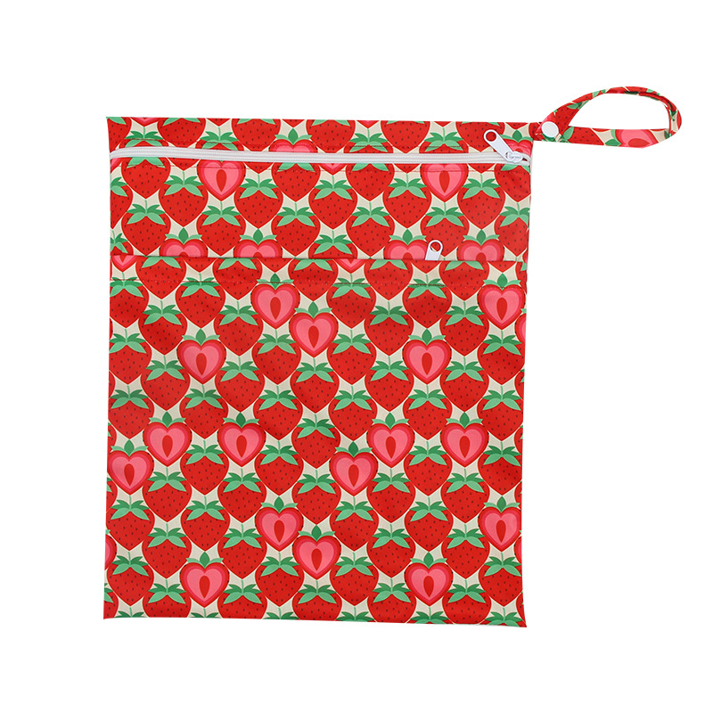 Cross border diaper bag 30*36cm baby double zipper printing waterproof diaper bag wet and dry separation double waterproof bag