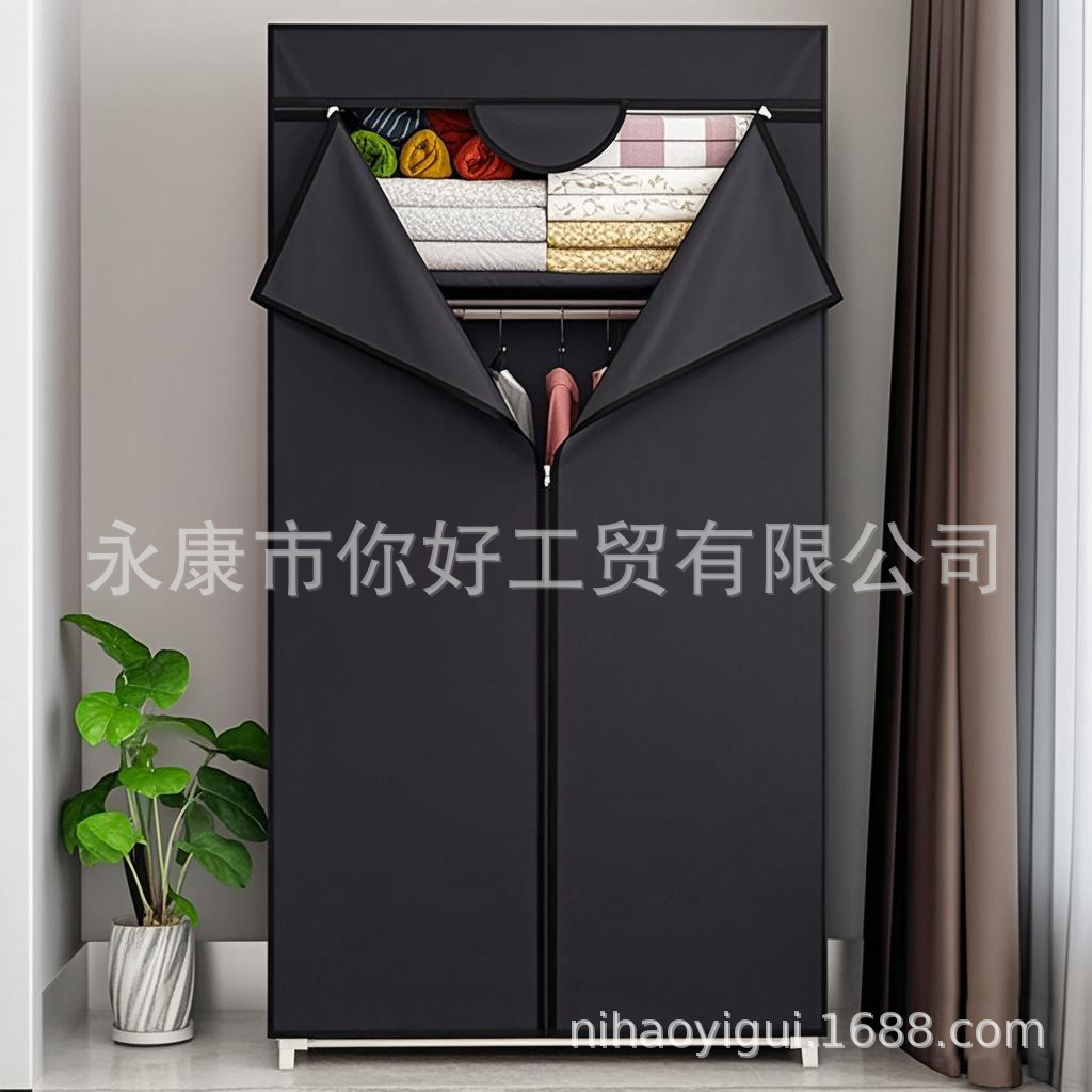 Simple Wardrobe Storage Cabinet for Rental Housing Xiyin Temu Amazon Clothes Hanger Simple and Lightweight Cross-Border Dust-Proof Wardrobe