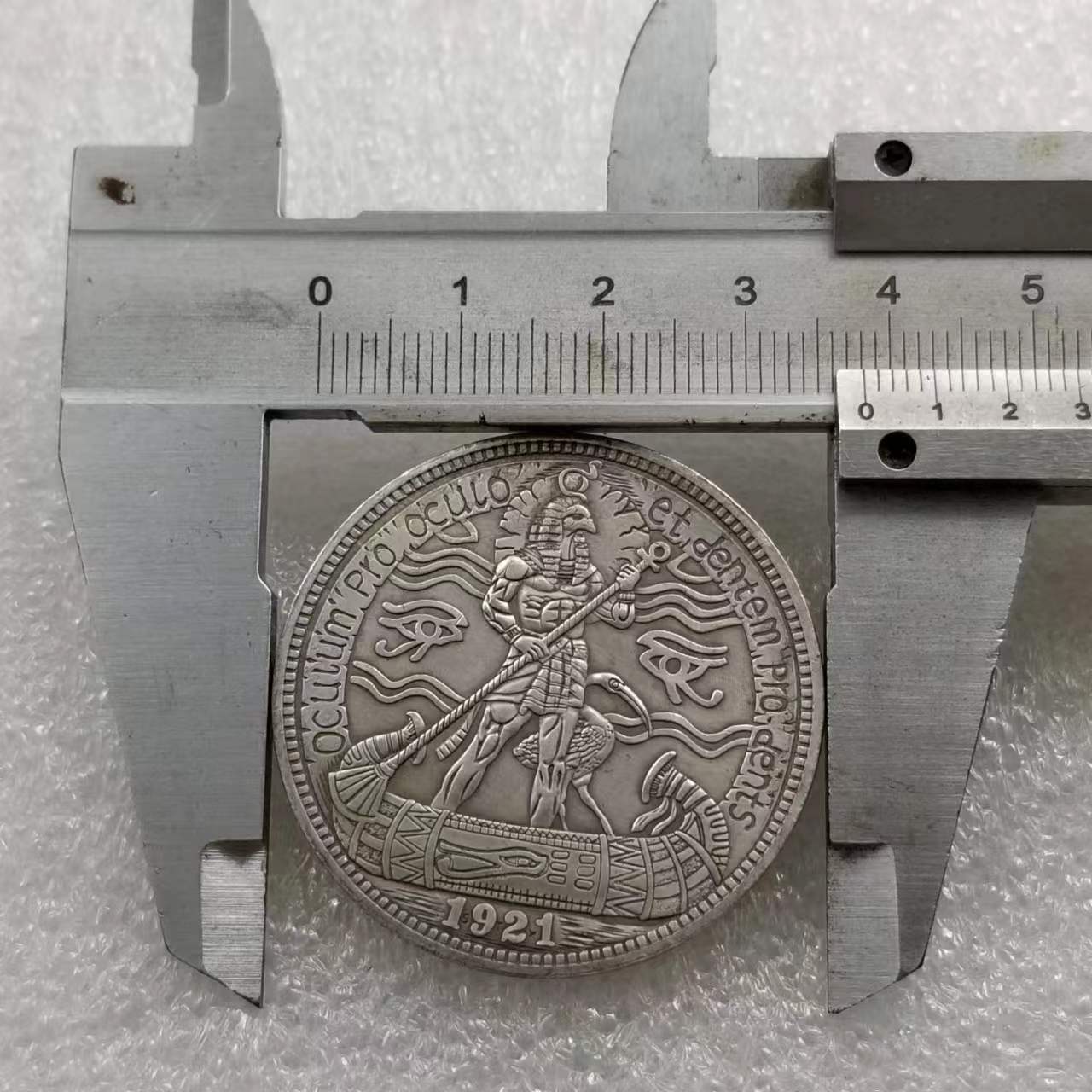 Antique Crafts 1921 Tramp Coin Brass Silver Plated Material # 4639